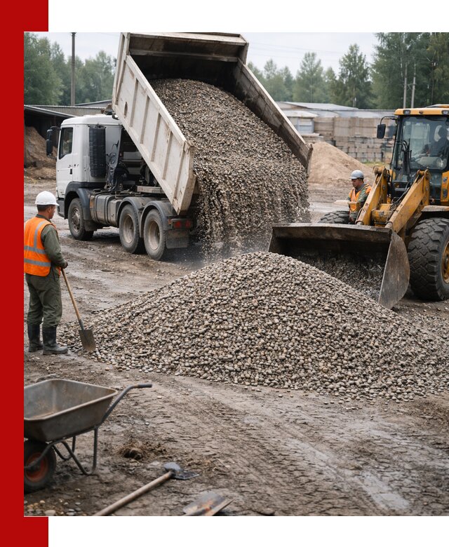 Мытый гравий с доставкой в Миассе от карьера до участка