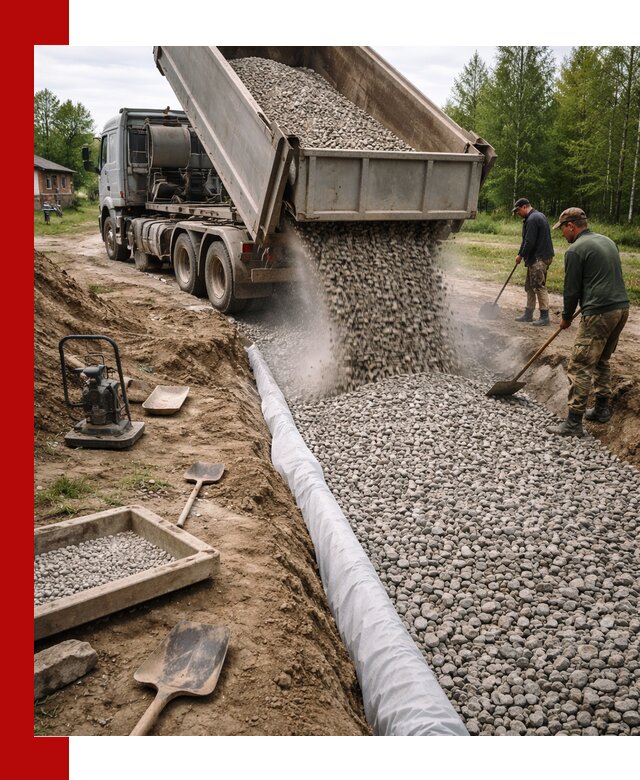 Гравий для дренажа с доставкой в Миассе качественный и недорогой