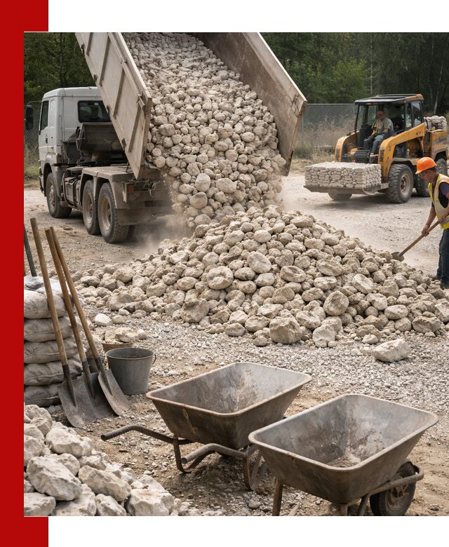 Доставка и продажа бутового известнякового камня в Миассе