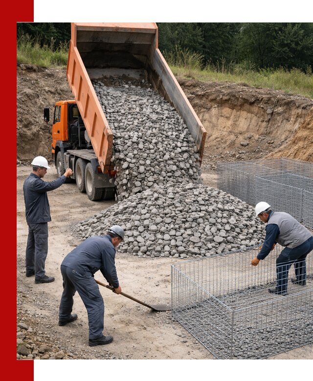 Камень для габионов с доставкой в Миассе быстро и надёжно