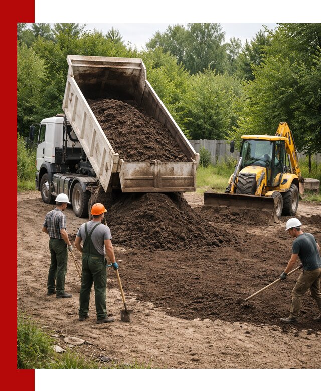 Доставка и укладка грунта для выравнивания участка в Миассе