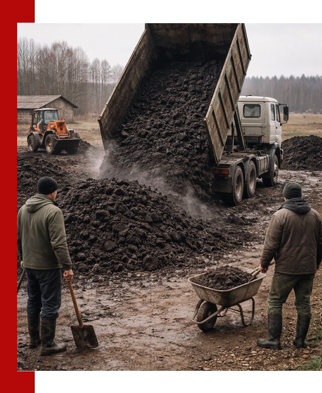 Доставка низинного торфа с разгрузкой и доставкой в Миассе