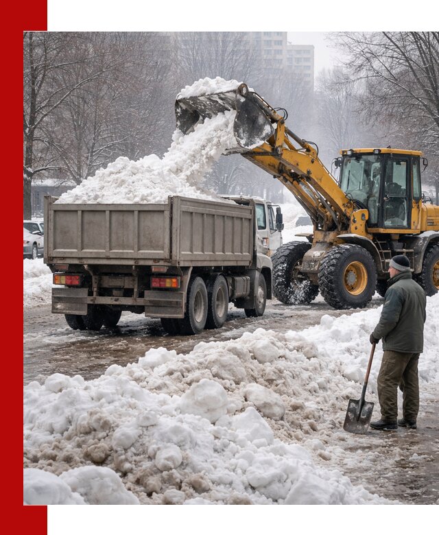 Вывоз снега грузовой техникой в Миассе оперативно и чисто